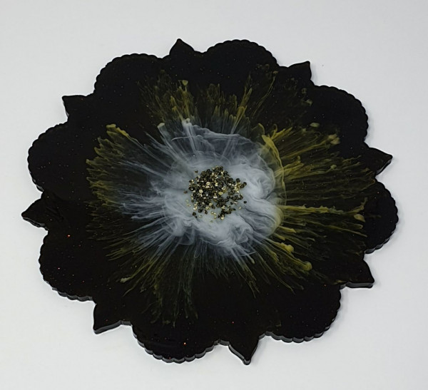 Rundes Blumen-Tablett aus Epoxidharz