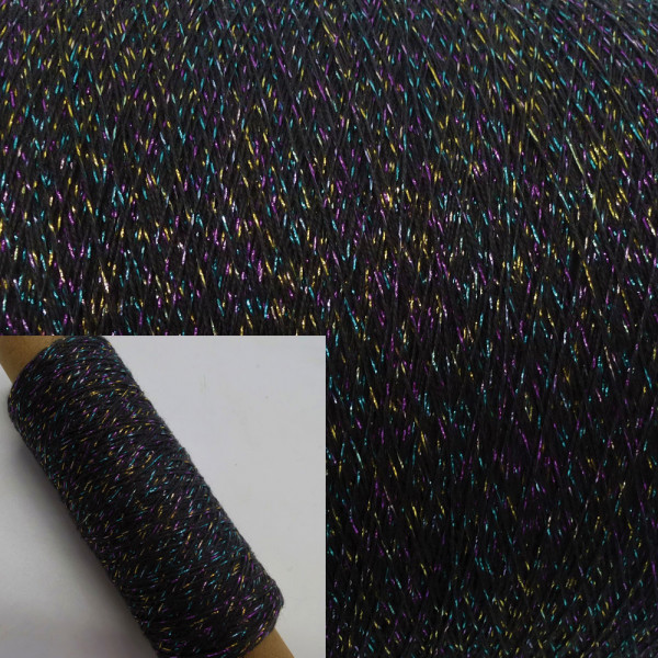 Glitzer Beilaufgarn Anthrazit-Multicolor - 200m