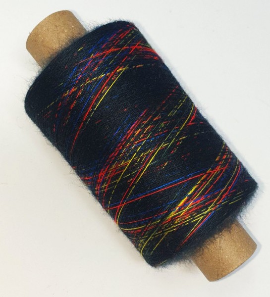 Zartes Regenbogen Beilaufgarn Multicolore-Black - 2000m