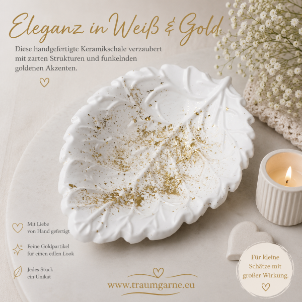 Kleine Dekoschale, Schmuckschale (Blatt) aus Keramik