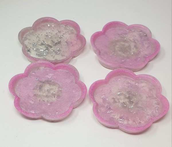 4 Blumen Untersetzer aus Epoxidharz